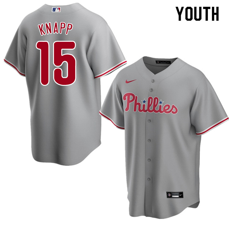 Nike Youth #15 Andrew Knapp Philadelphia Phillies Baseball Jerseys Sale-Gray